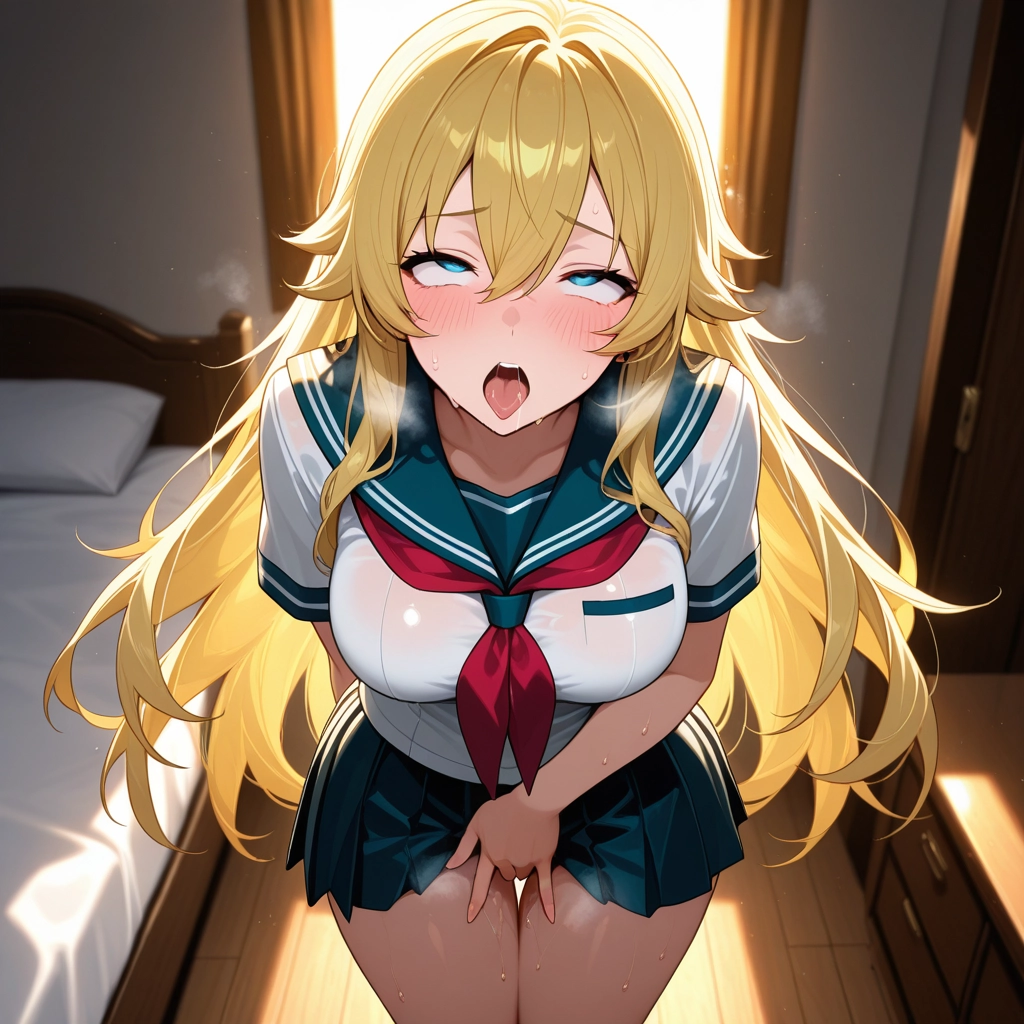 1girl, solo, skirt, school uniform, breasts, sailor collar · Yamete.gg