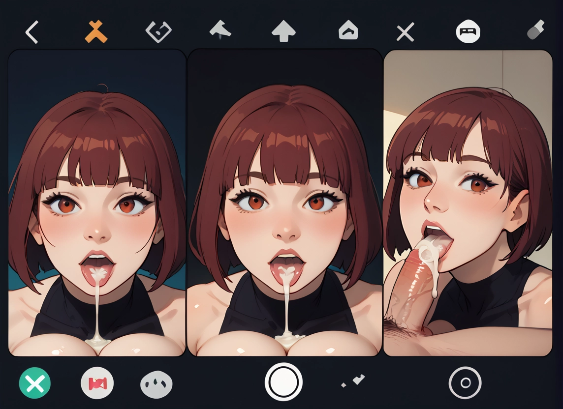 penis, 1girl, cum, hetero, breasts, brown hair · Yamete.gg