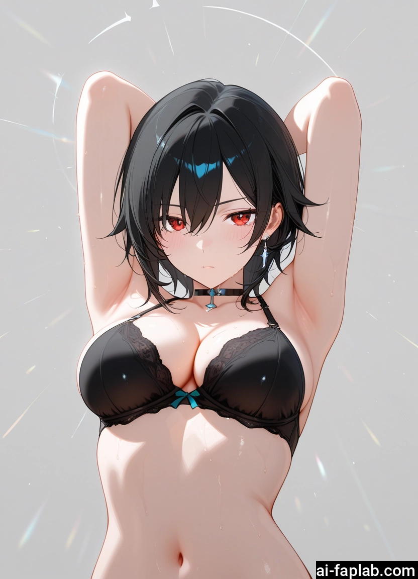 1girl, breasts, underwear, red eyes, bra, solo · Yamete.gg
