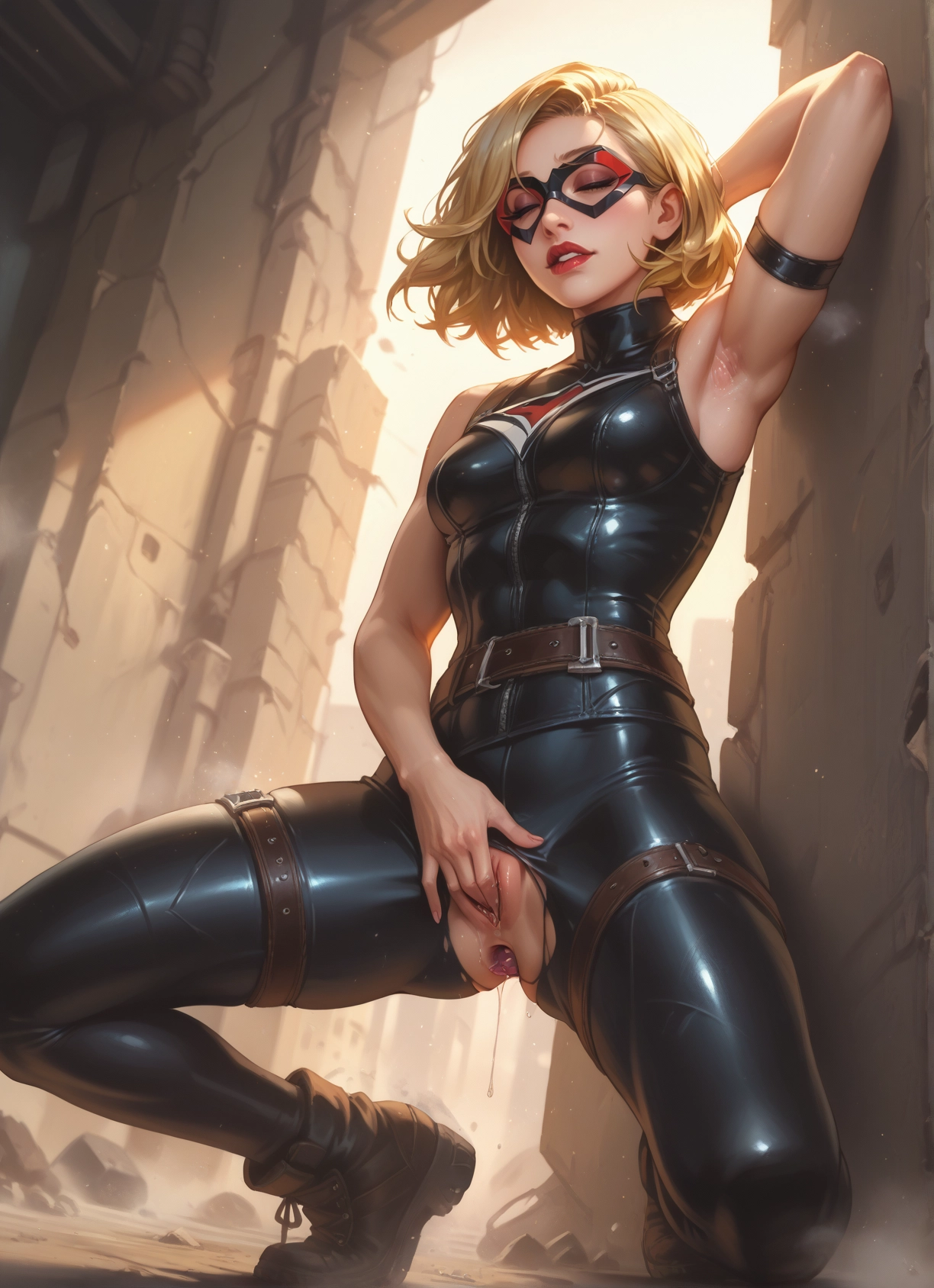 1girl, solo, blonde hair, pussy, armpits, breasts · Yamete.gg