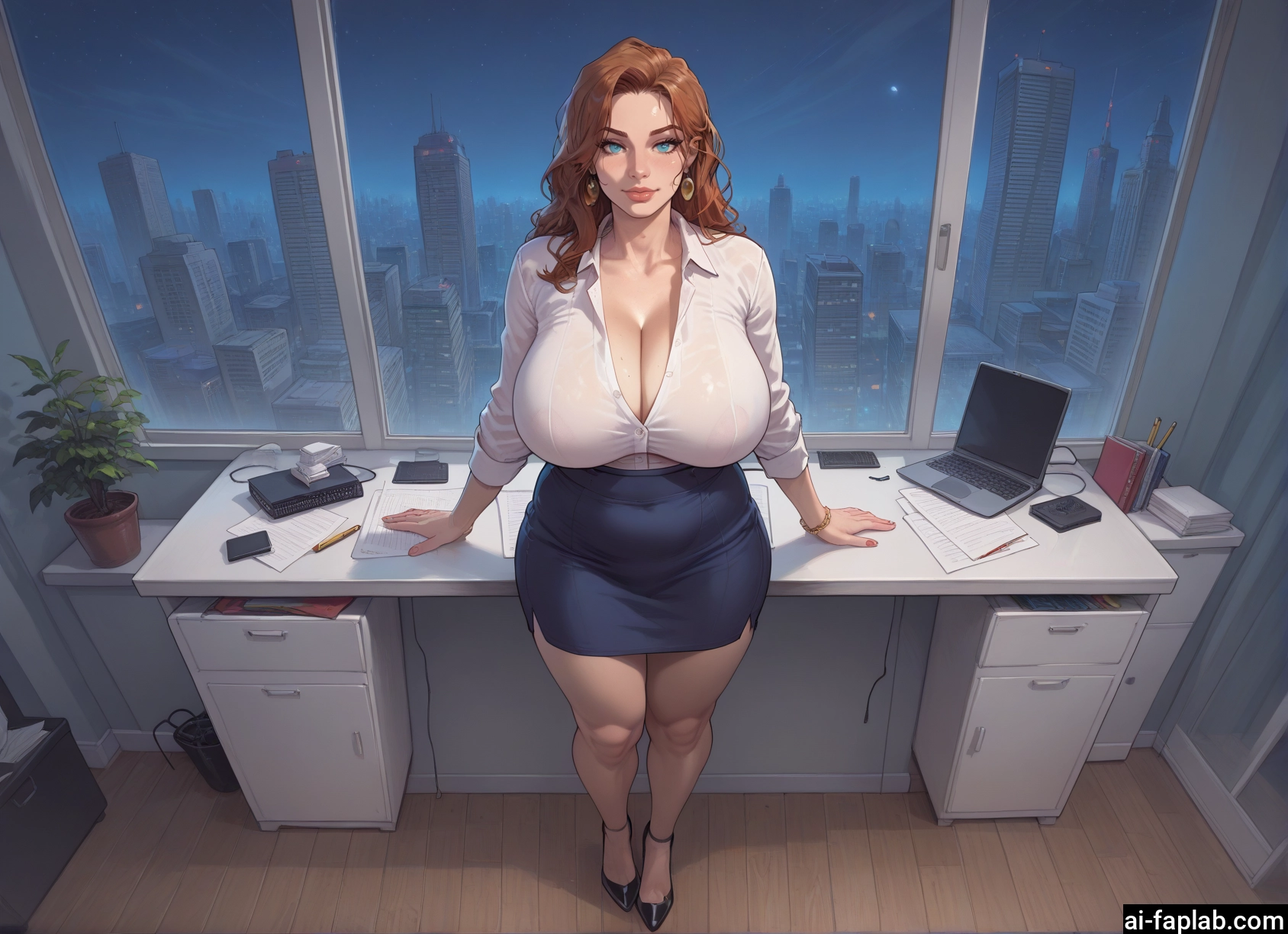 1girl, breasts, skirt, jewelry, earrings, blue eyes · Yamete.gg