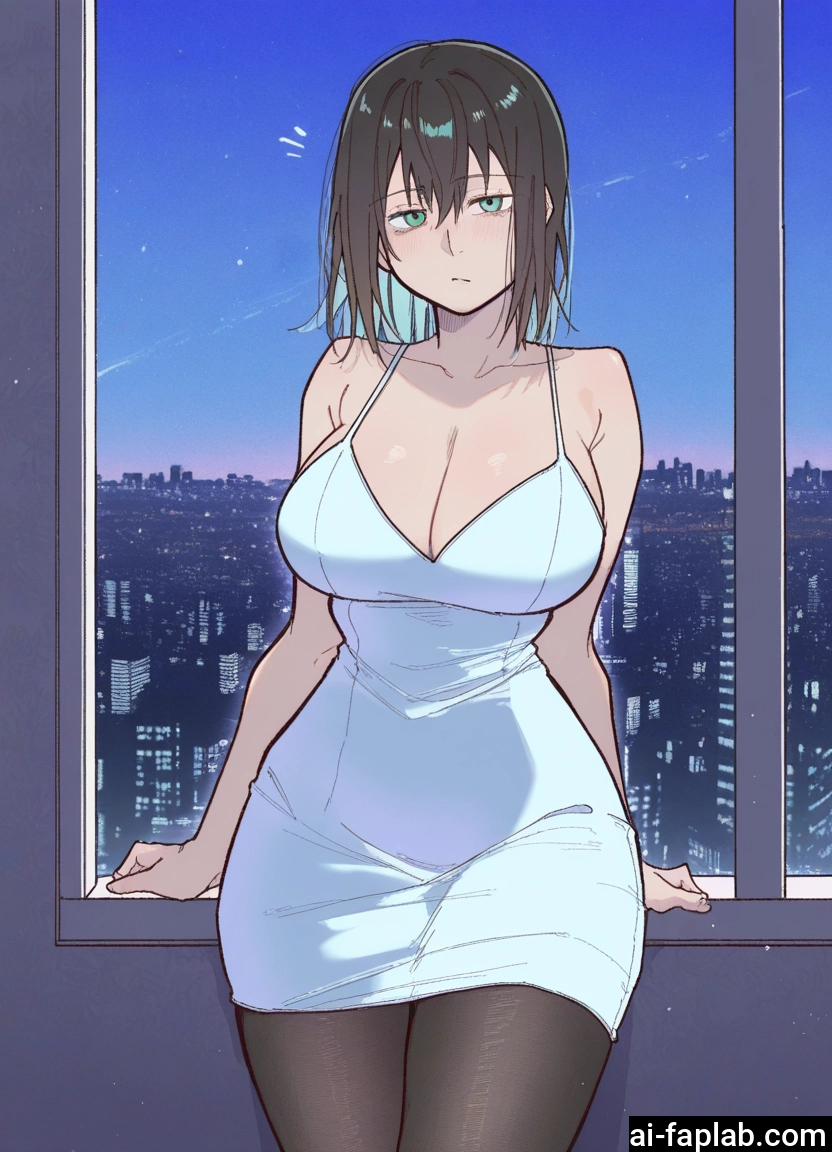 1girl, breasts, pantyhose, dress, cleavage, large breasts