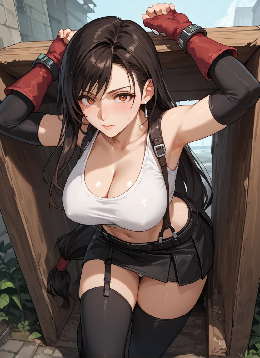1girl, breasts, long hair, skirt, thighhighs, gloves · Yamete.gg