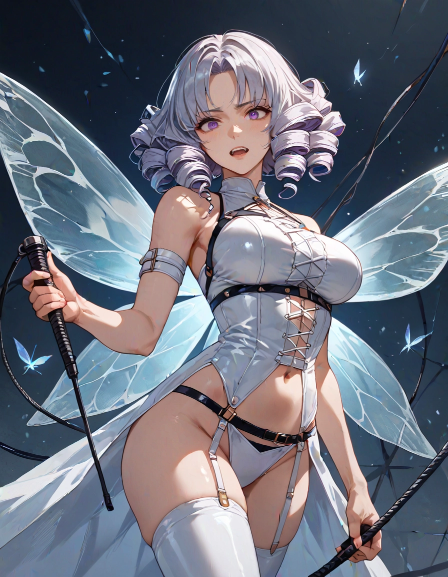 1girl, breasts, solo, thighhighs, drill hair, navel · Yamete.gg