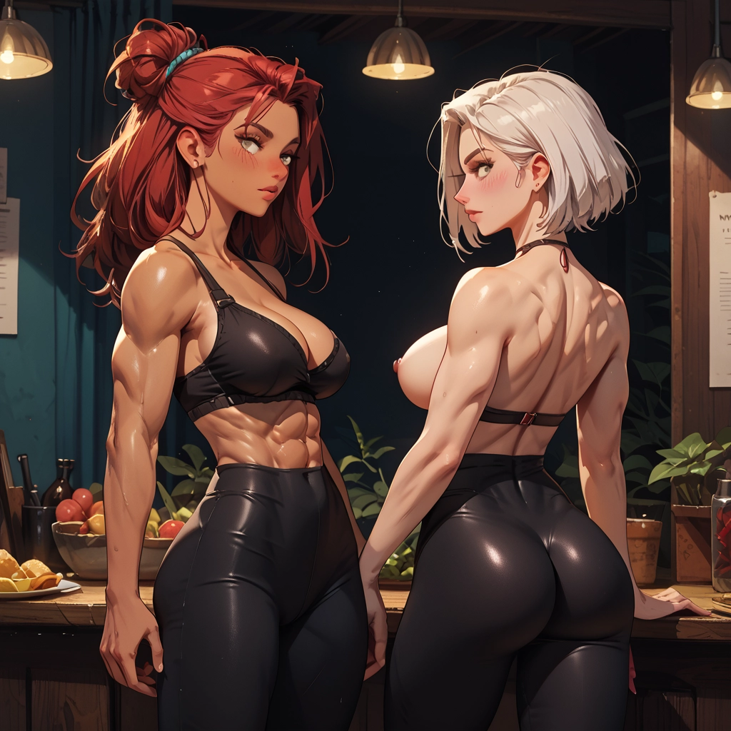 multiple girls, 2girls, breasts, ass, muscular female, muscular · Yamete.gg