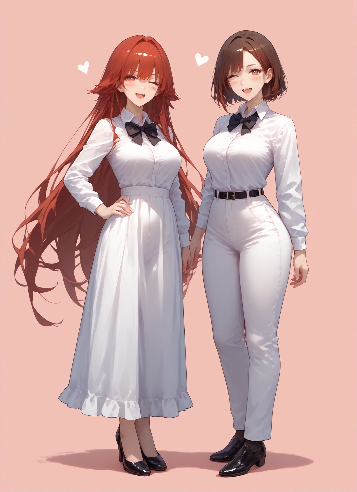 multiple girls, 2girls, breasts, long hair, one eye closed, open mouth · Yamete.gg