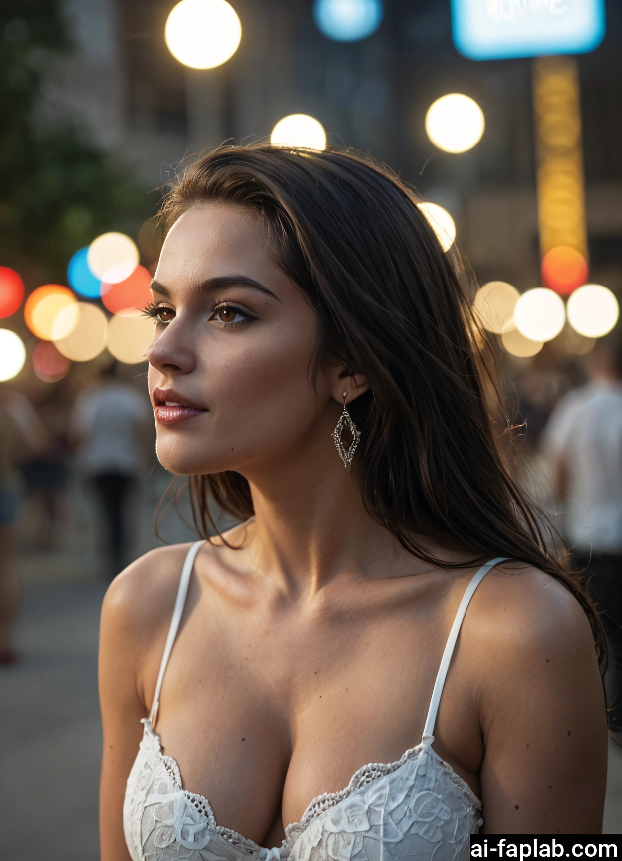 1girl, jewelry, earrings, breasts, cleavage, long hair · Yamete.gg
