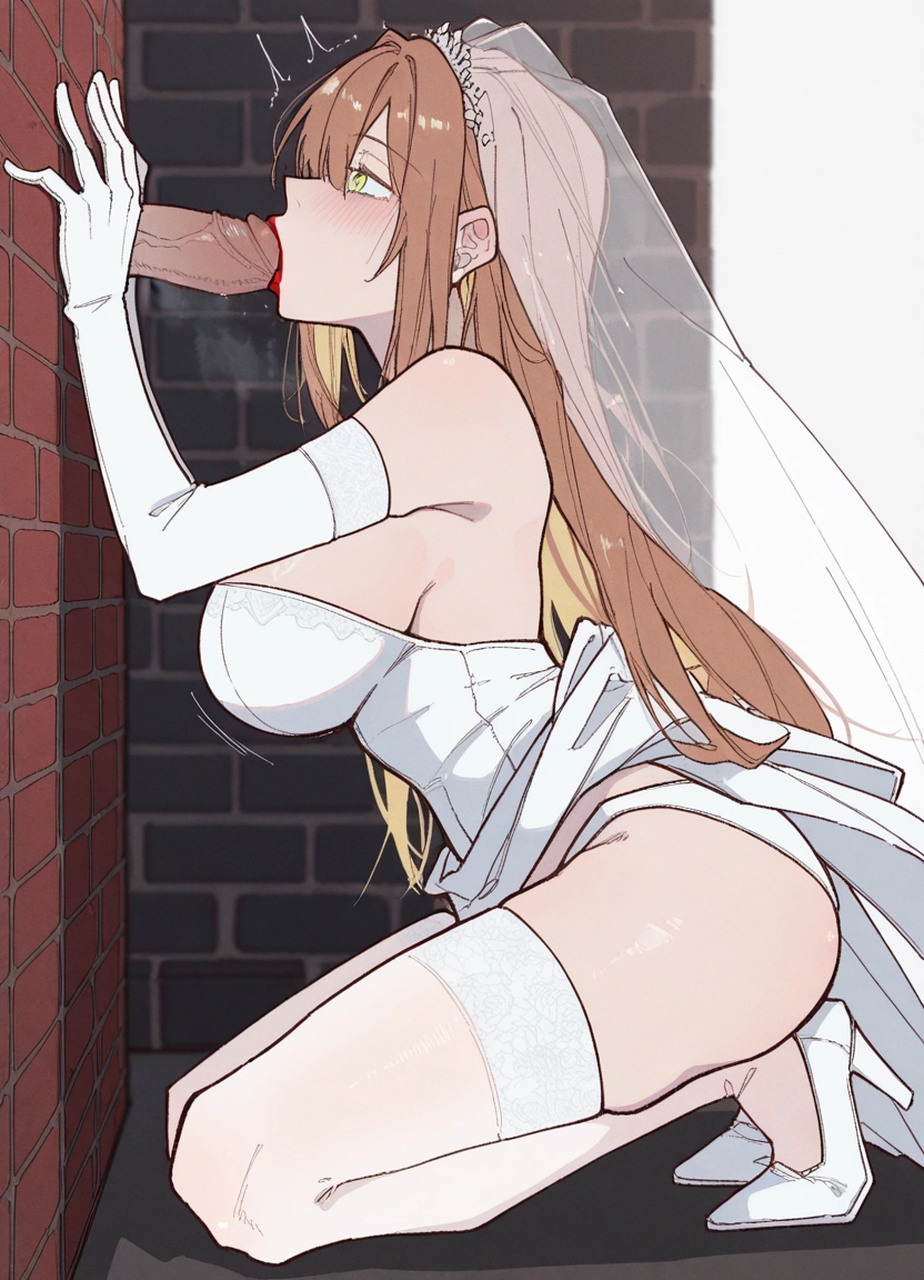 1girl, penis, gloves, breasts, hetero, oral · Yamete.gg