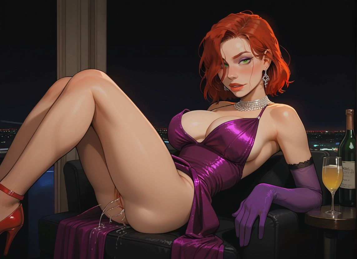 1girl, breasts, gloves, solo, dress, jewelry · Yamete.gg