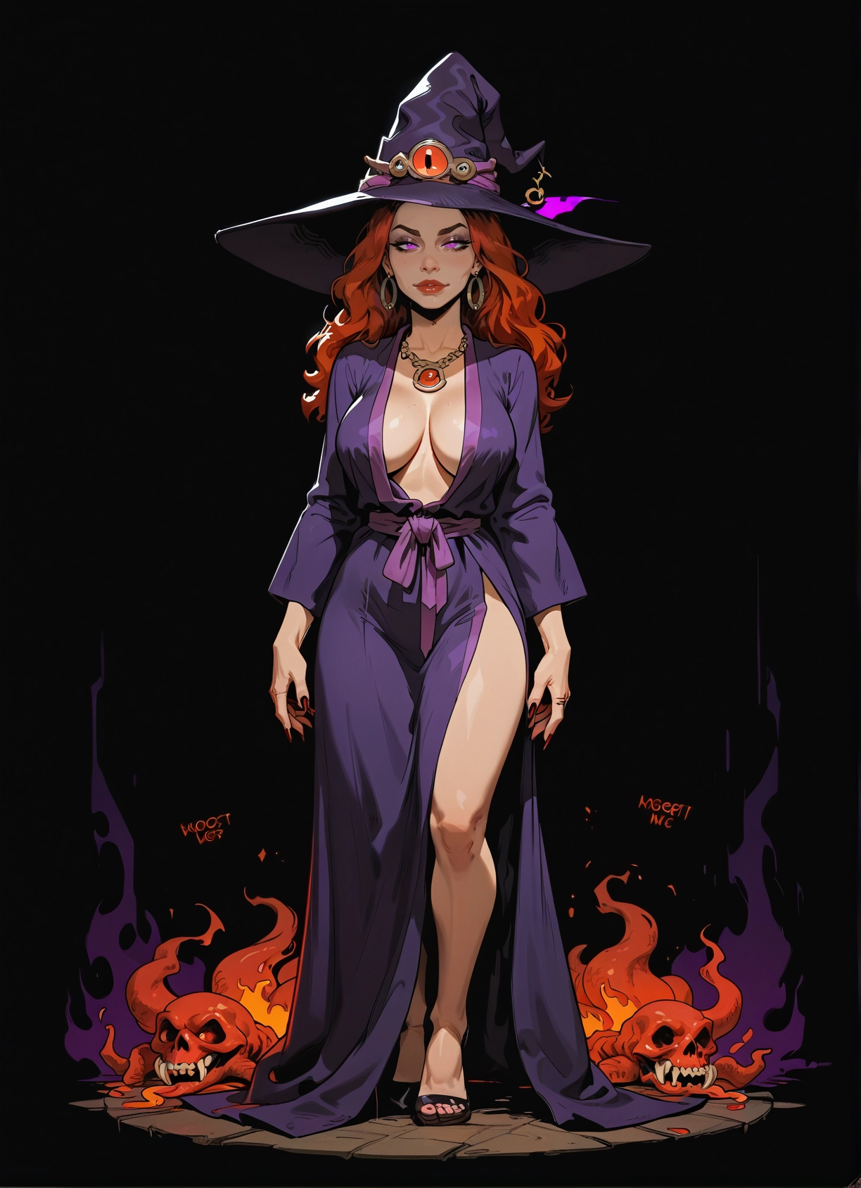 1girl, breasts, hat, witch hat, jewelry, earrings · Yamete.gg