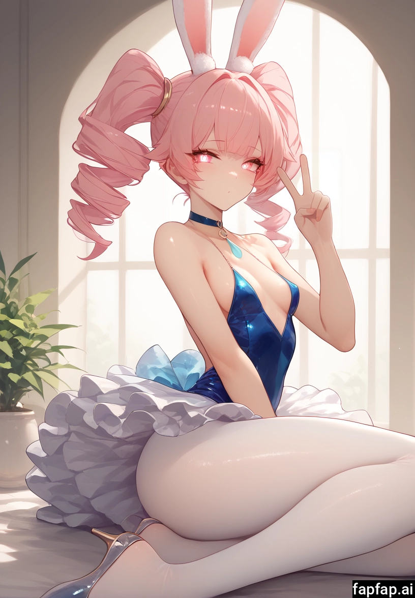 1girl, animal ears, solo, breasts, pink hair, pantyhose · Yamete.gg