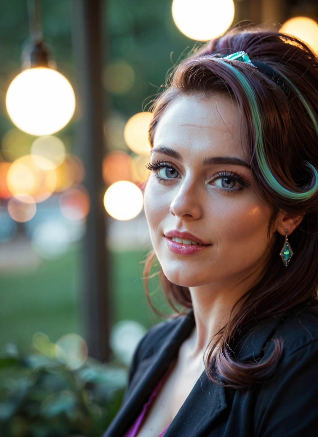1girl, solo, jewelry, earrings, brown hair, looking at viewer · Yamete.gg
