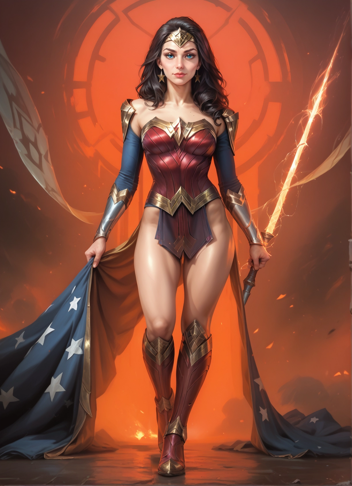 1girl, weapon, blue eyes, sword, solo, black hair