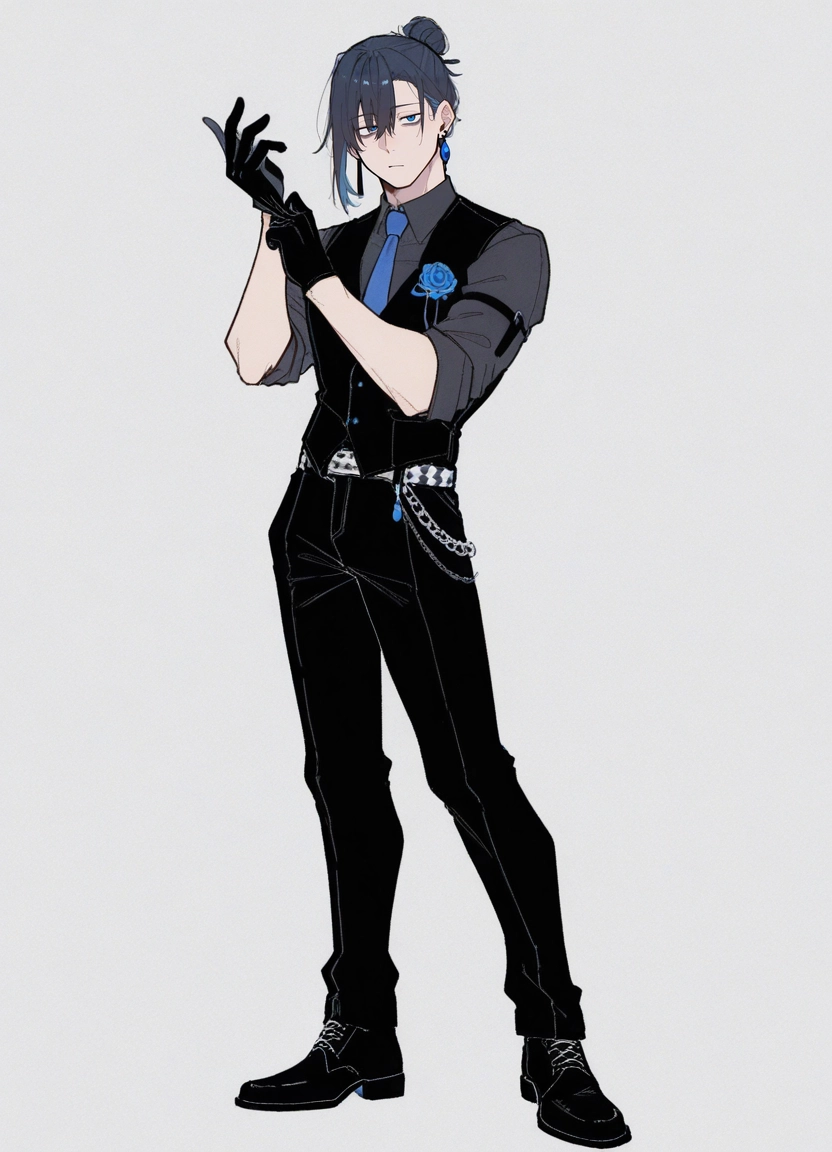 1boy, gloves, genderswap (ftm), necktie, male focus, solo · Yamete.gg
