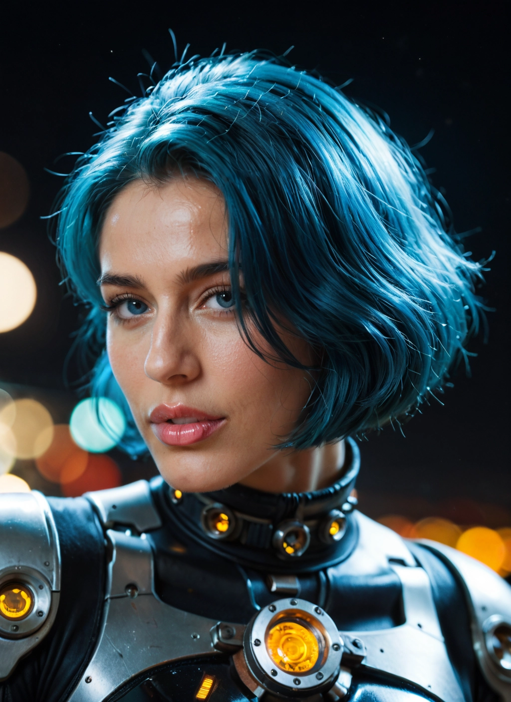1girl, solo, blue eyes, short hair, lips, realistic · Yamete.gg