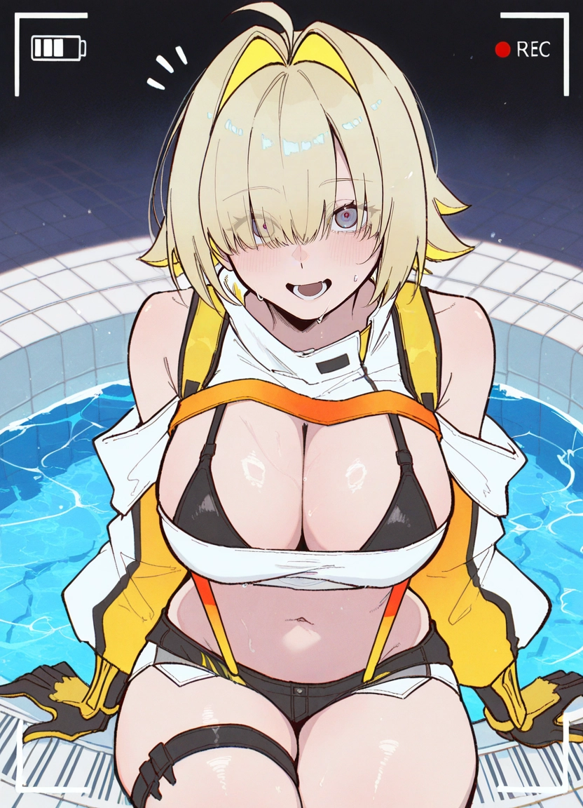 1girl, breasts, solo, blonde hair, large breasts, gloves · Yamete.gg