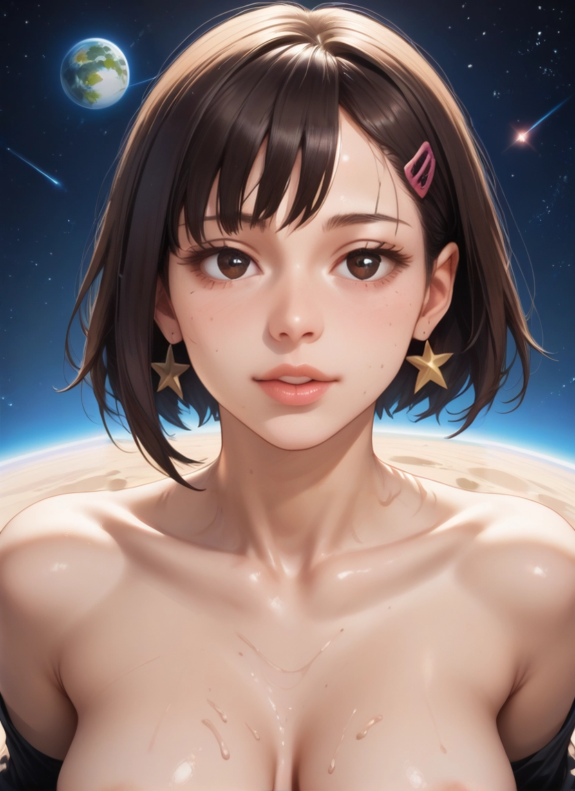 1girl, breasts, solo, jewelry, hair ornament, earrings · Yamete.gg