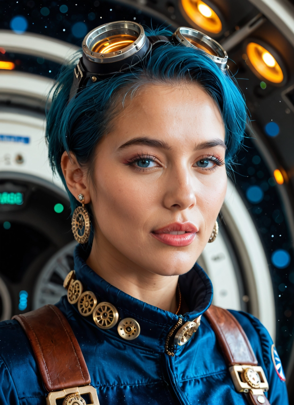 1girl, solo, jewelry, goggles, earrings, goggles on head · Yamete.gg