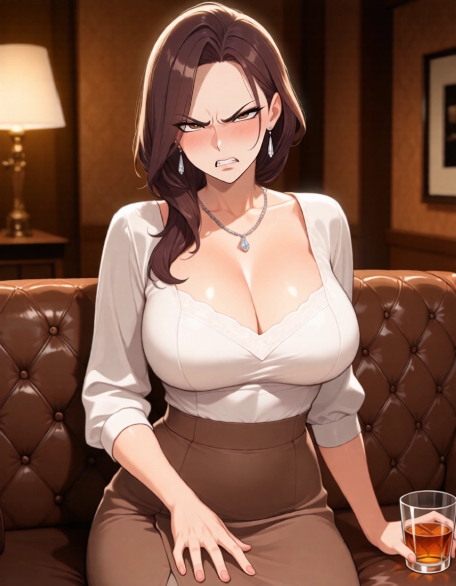1girl, breasts, jewelry, cleavage, skirt, mature female · Yamete.gg