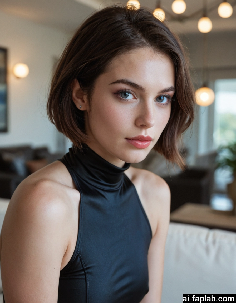 1girl, solo, sleeveless, photo (medium), brown hair, short hair · Yamete.gg