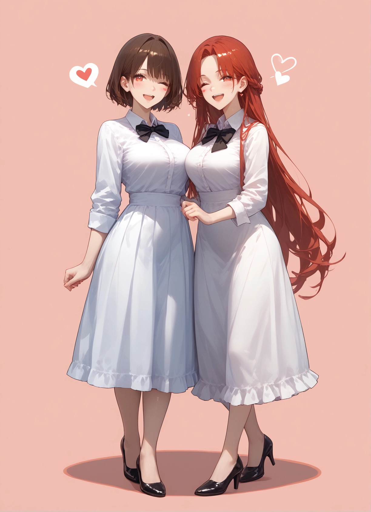 multiple girls, 2girls, breasts, open mouth, long hair, one eye closed · Yamete.gg