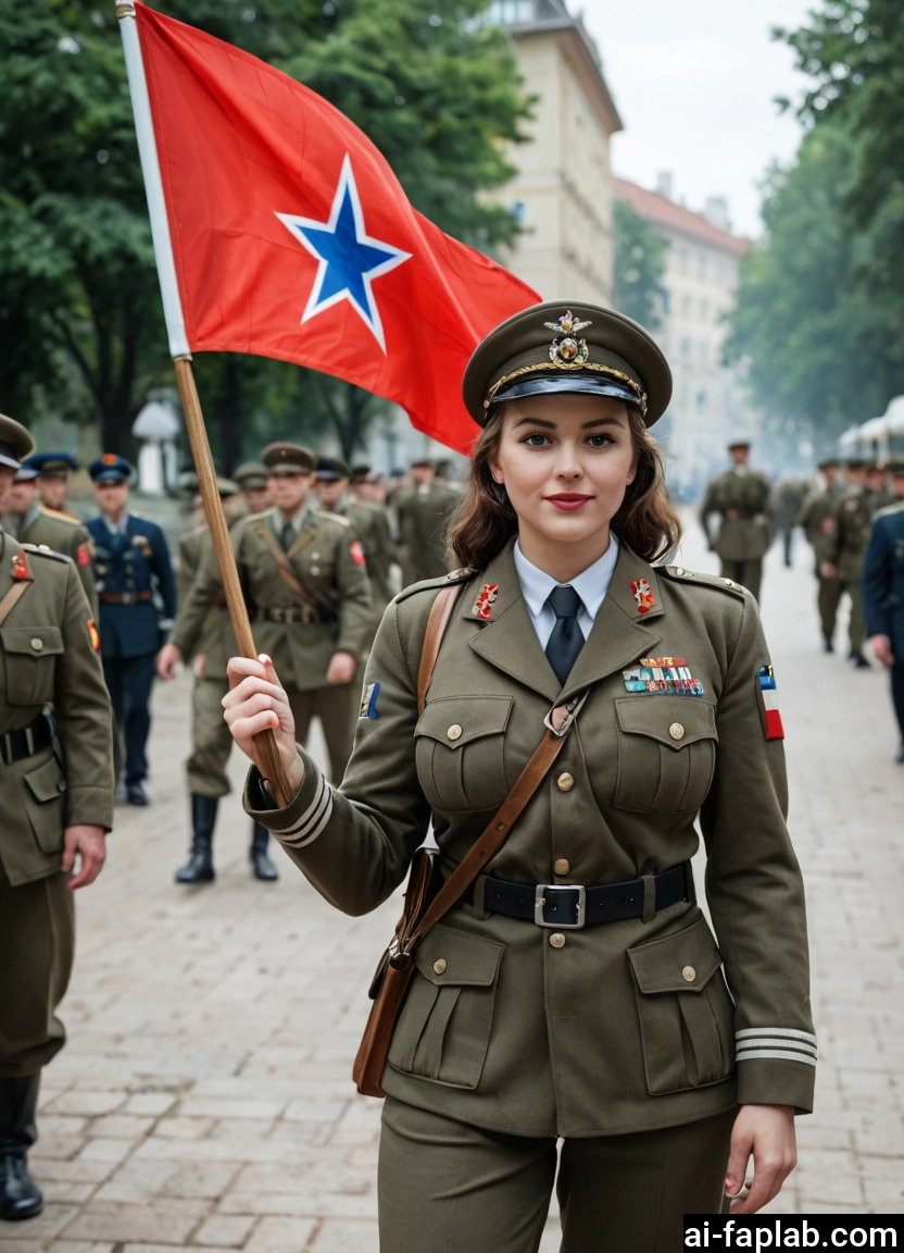 uniform, 1girl, military, military uniform, flag, hat