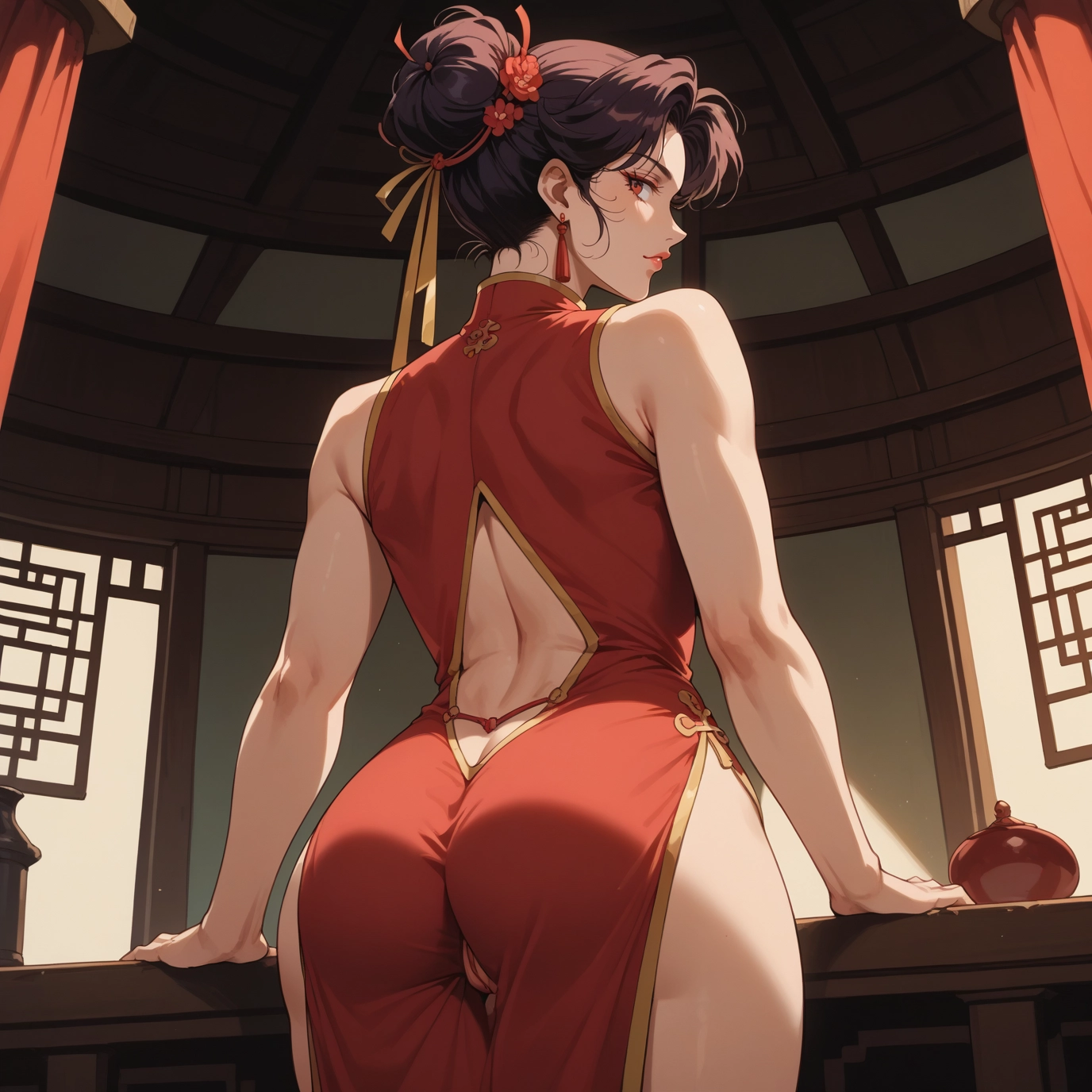 ass, 1girl, dress, chinese clothes, china dress, solo · Yamete.gg