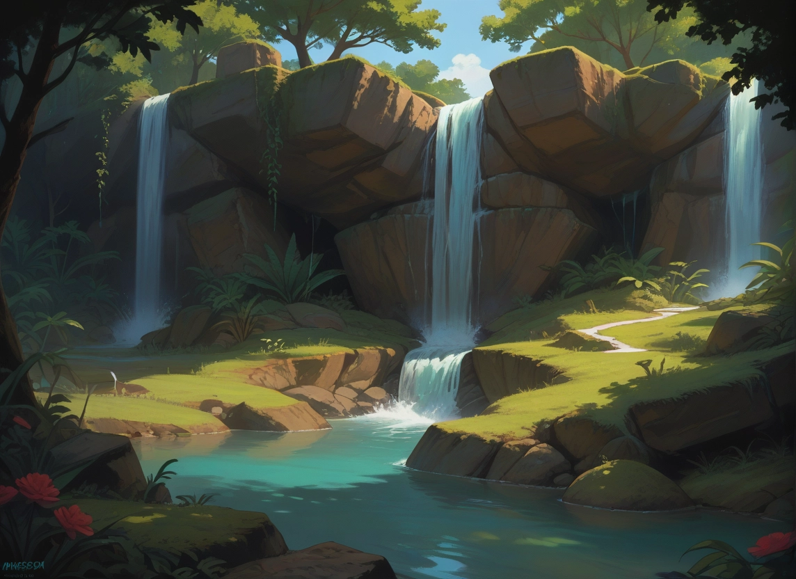 no humans, scenery, water, tree, waterfall, day