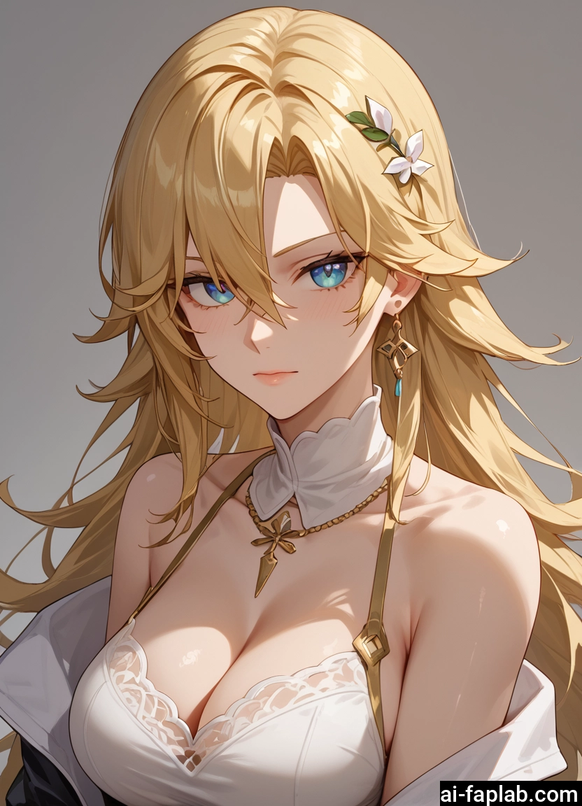 1girl, breasts, blonde hair, cleavage, blue eyes, jewelry · Yamete.gg