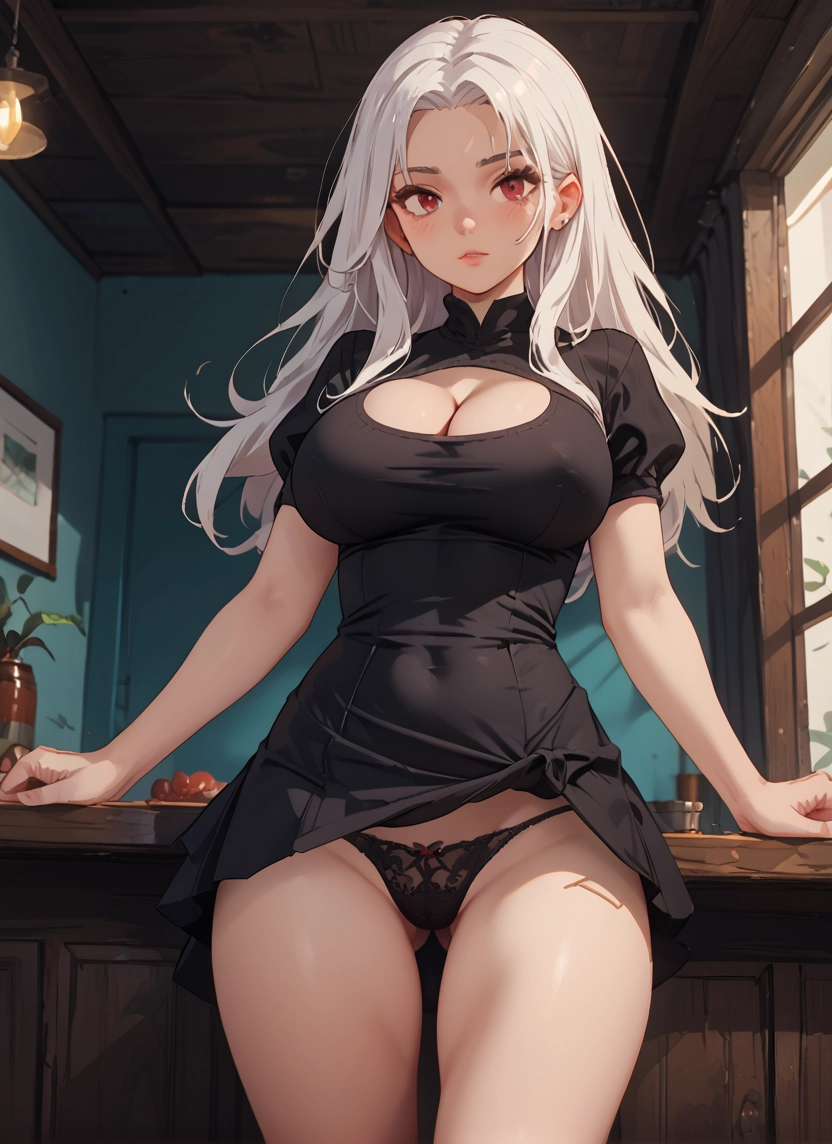 1girl, breasts, underwear, panties, long hair, red eyes · Yamete.gg