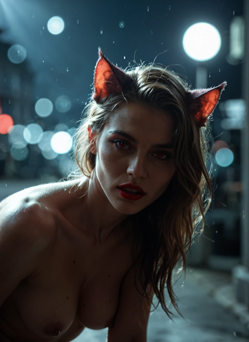 1girl, animal ears, solo, breasts, nipples, cat ears · Yamete.gg