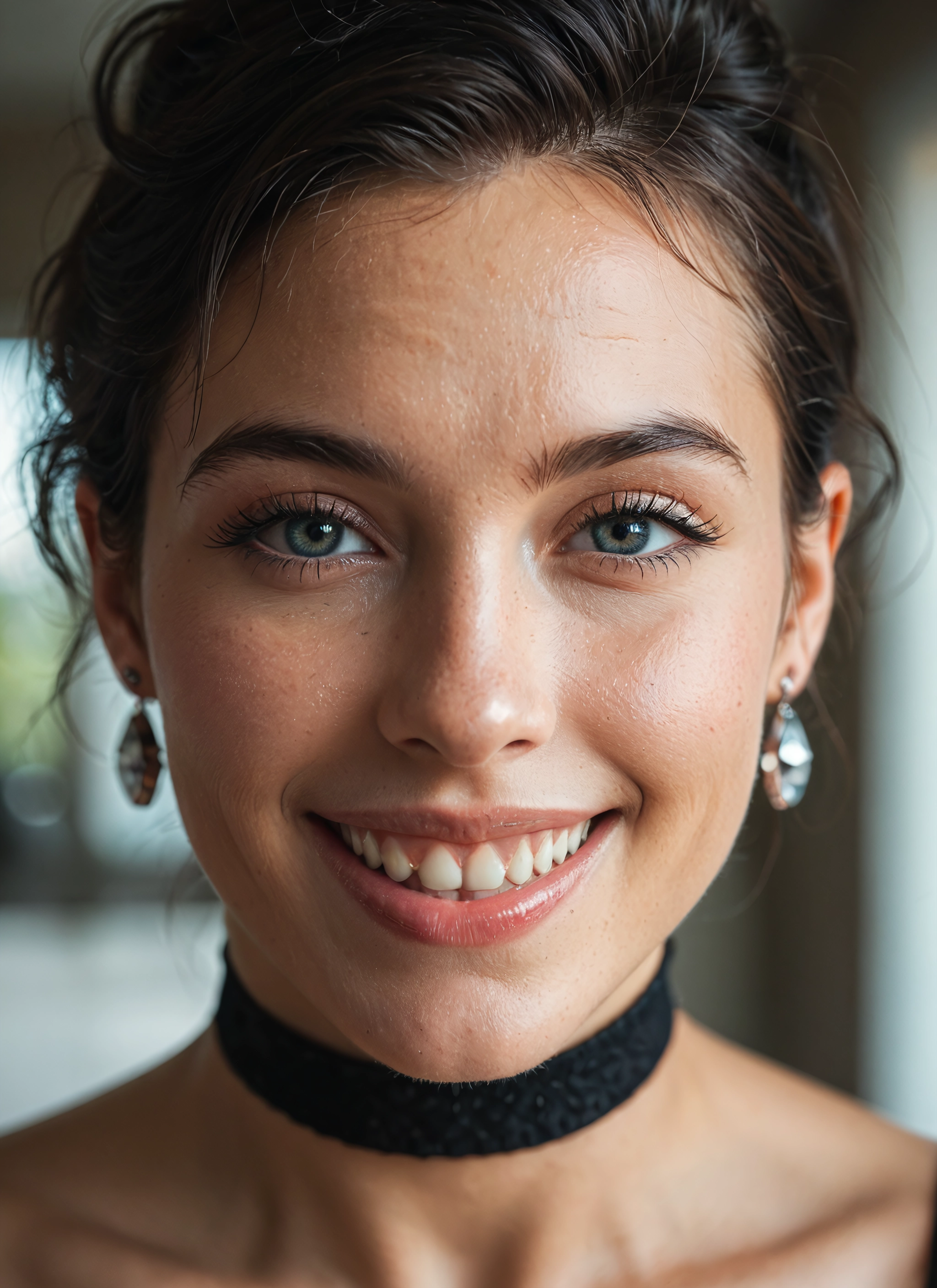 1girl, solo, earrings, jewelry, choker, smile · Yamete.gg