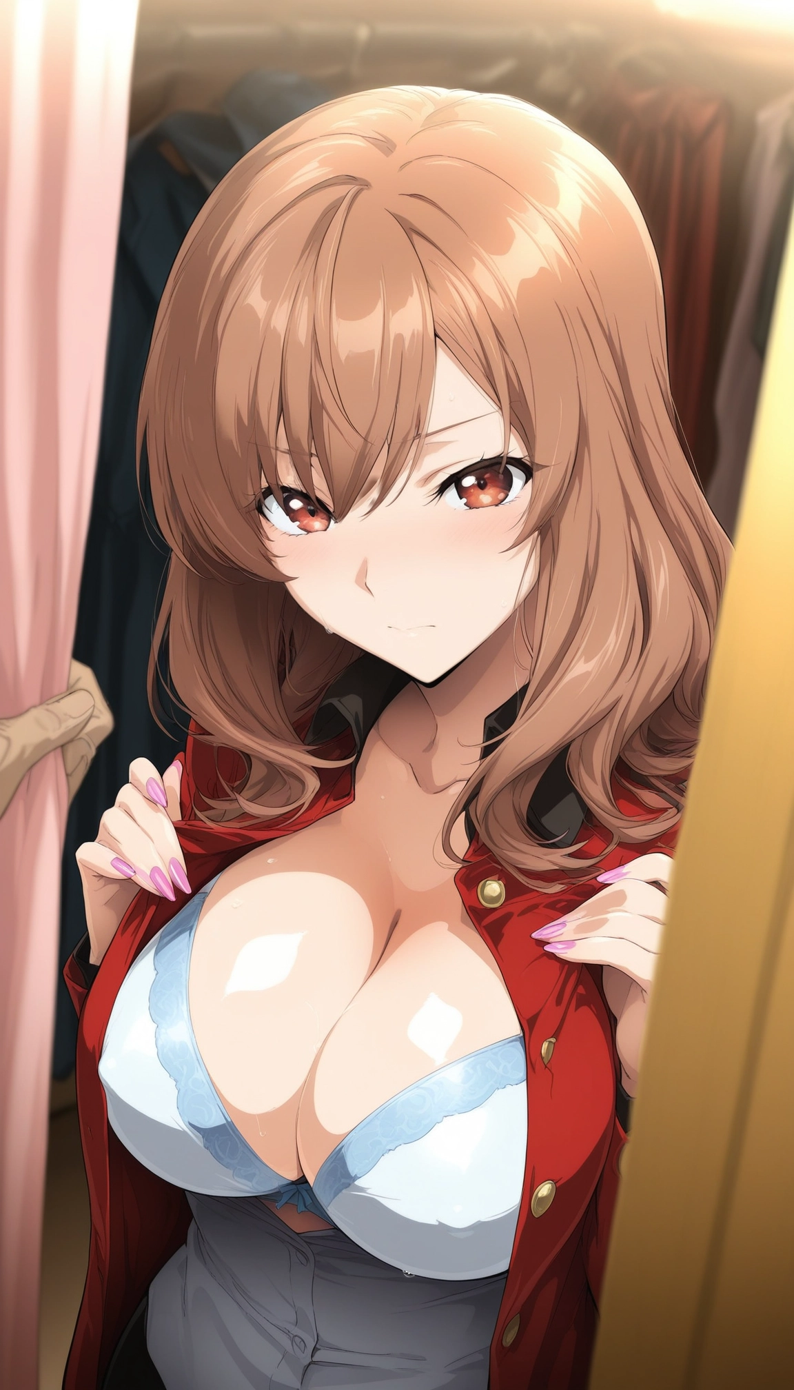 1girl, breasts, brown hair, large breasts, brown eyes, underwear · Yamete.gg