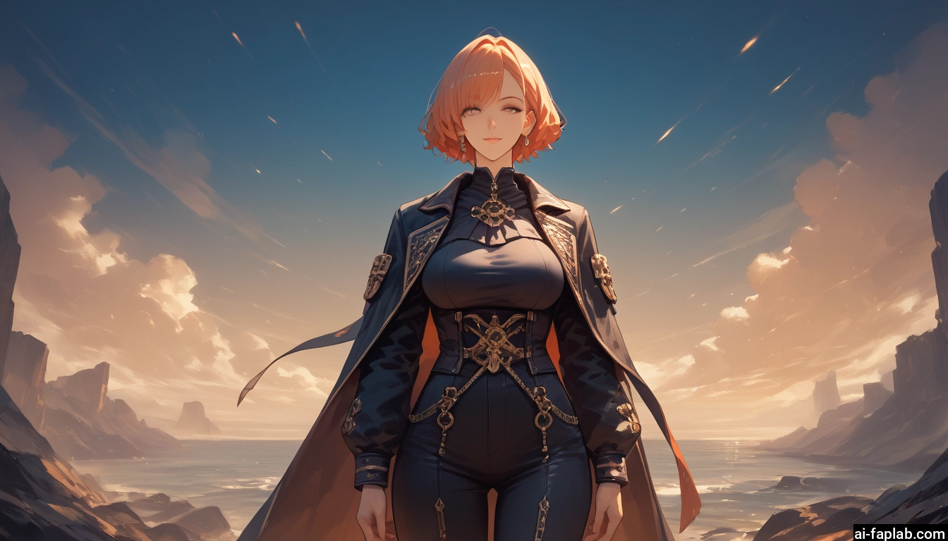 1girl, jewelry, solo, earrings, breasts, sky · Yamete.gg