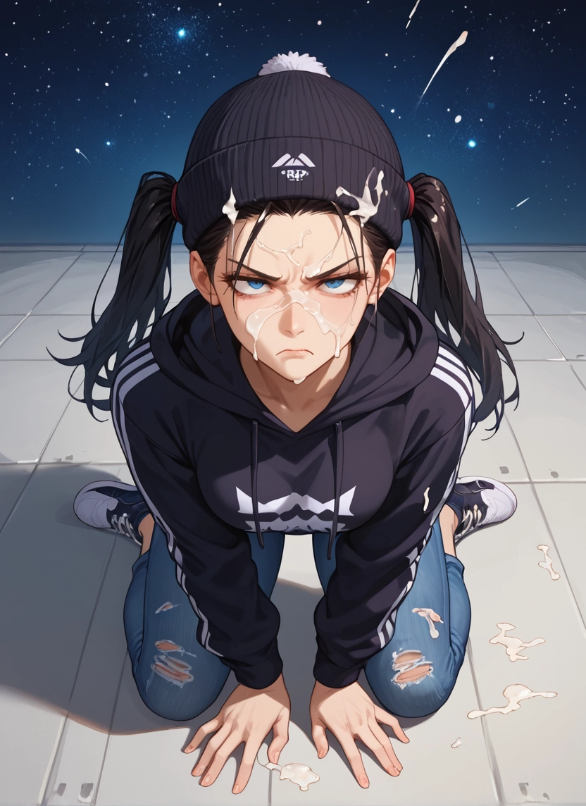 1girl, solo, hat, twintails, hood, beanie · Yamete.gg