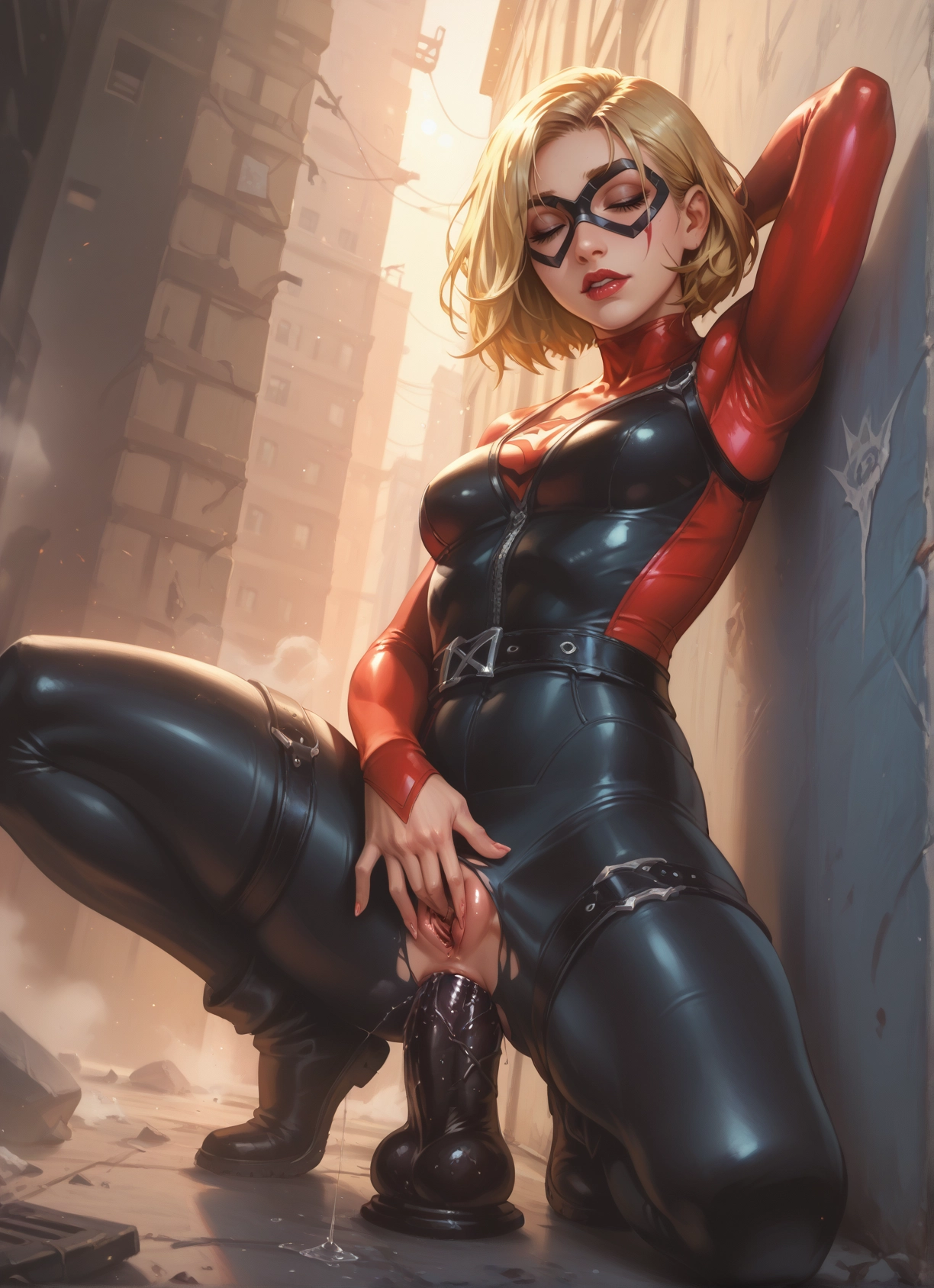 1girl, solo, blonde hair, sex toy, pussy, dildo · Yamete.gg