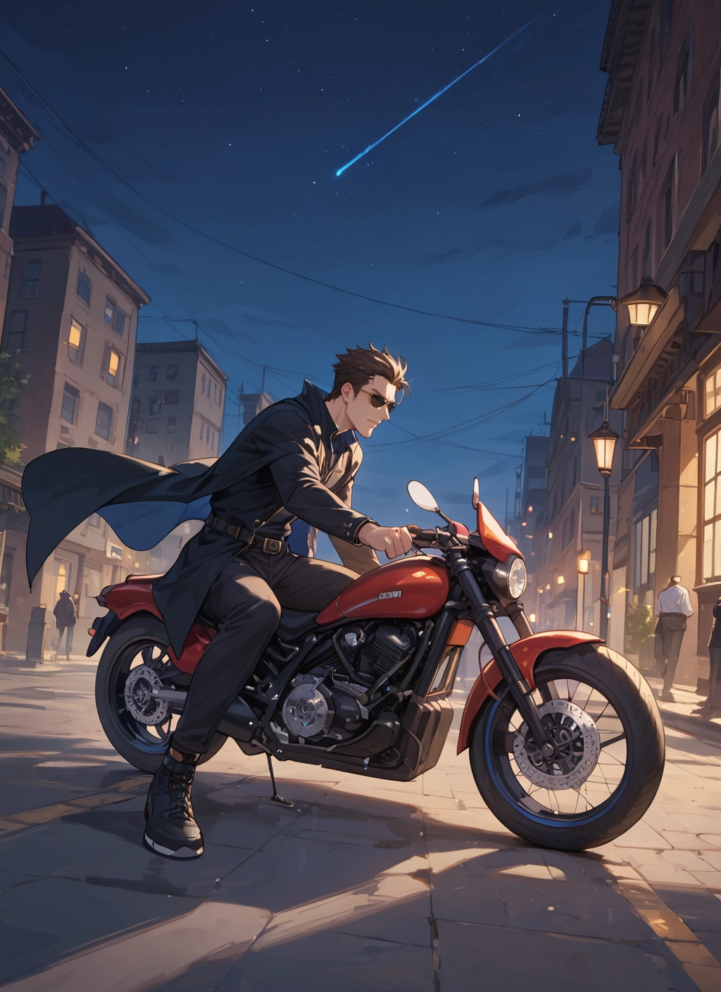 ground vehicle, motor vehicle, motorcycle, sunglasses, sky, night · Yamete.gg