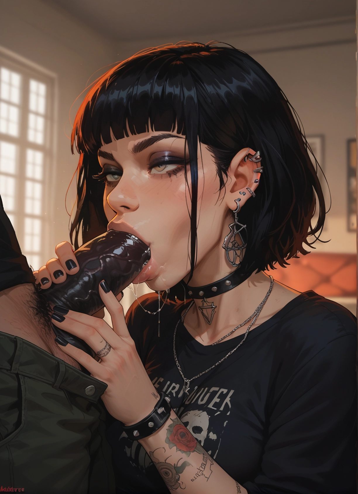 penis, 1girl, oral, fellatio, hetero, jewelry · Yamete.gg
