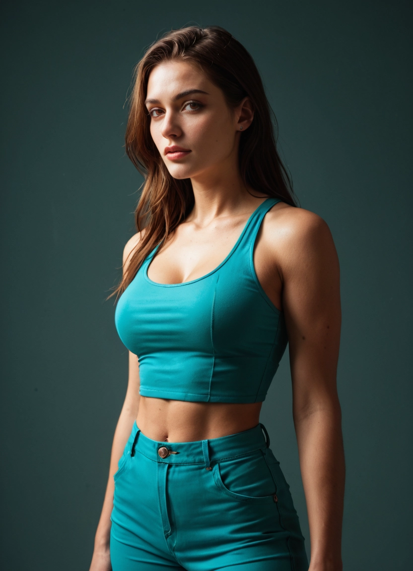 1girl, solo, realistic, brown hair, breasts, long hair