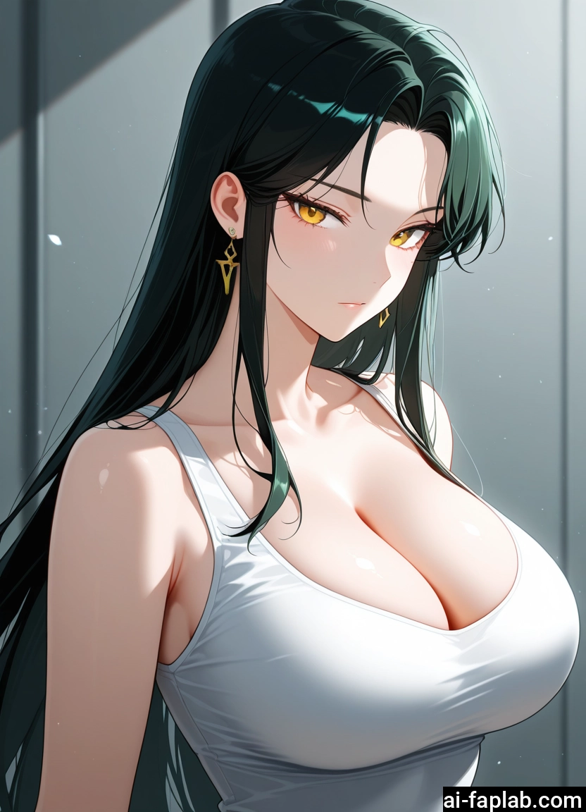 breasts, 1girl, long hair, jewelry, earrings, cleavage · Yamete.gg