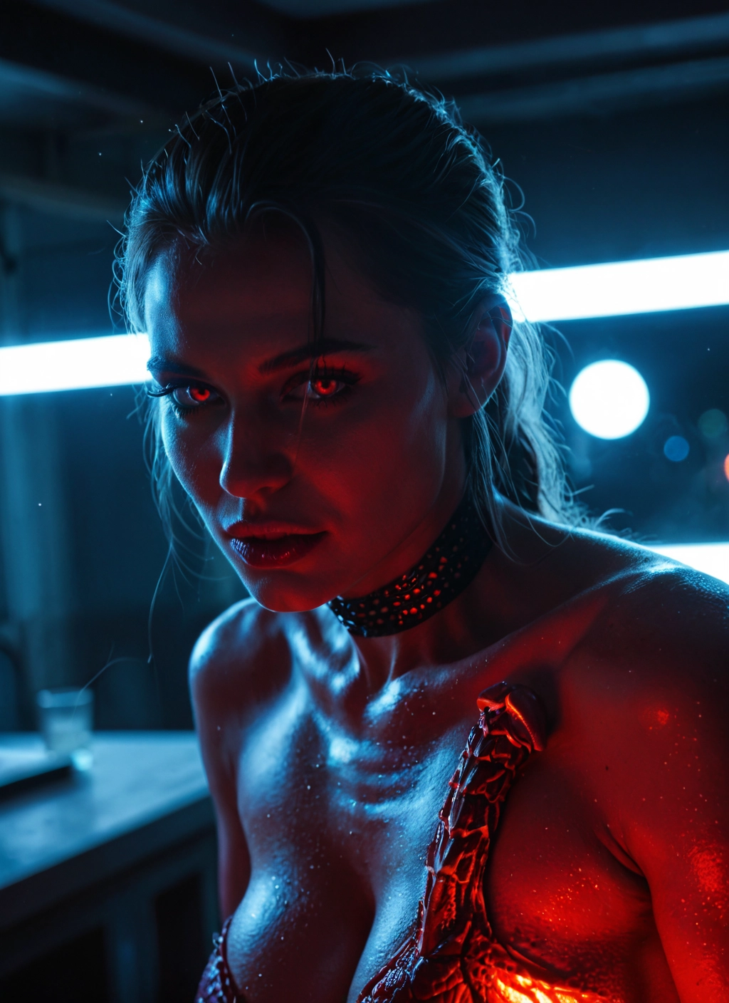 1girl, solo, breasts, choker, red eyes, looking at viewer · Yamete.gg