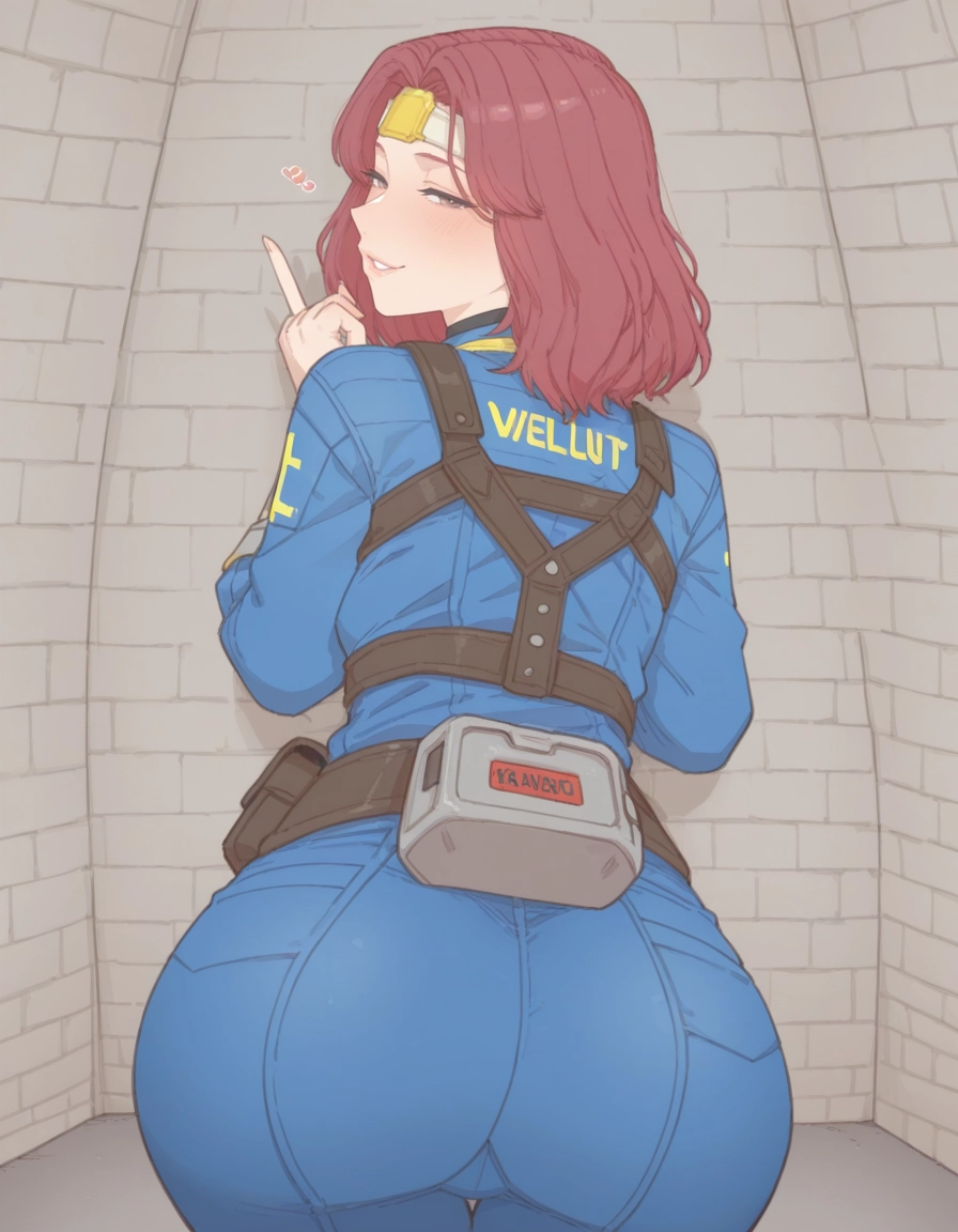 1girl, solo, ass, looking at viewer, smile, red hair · Yamete.gg