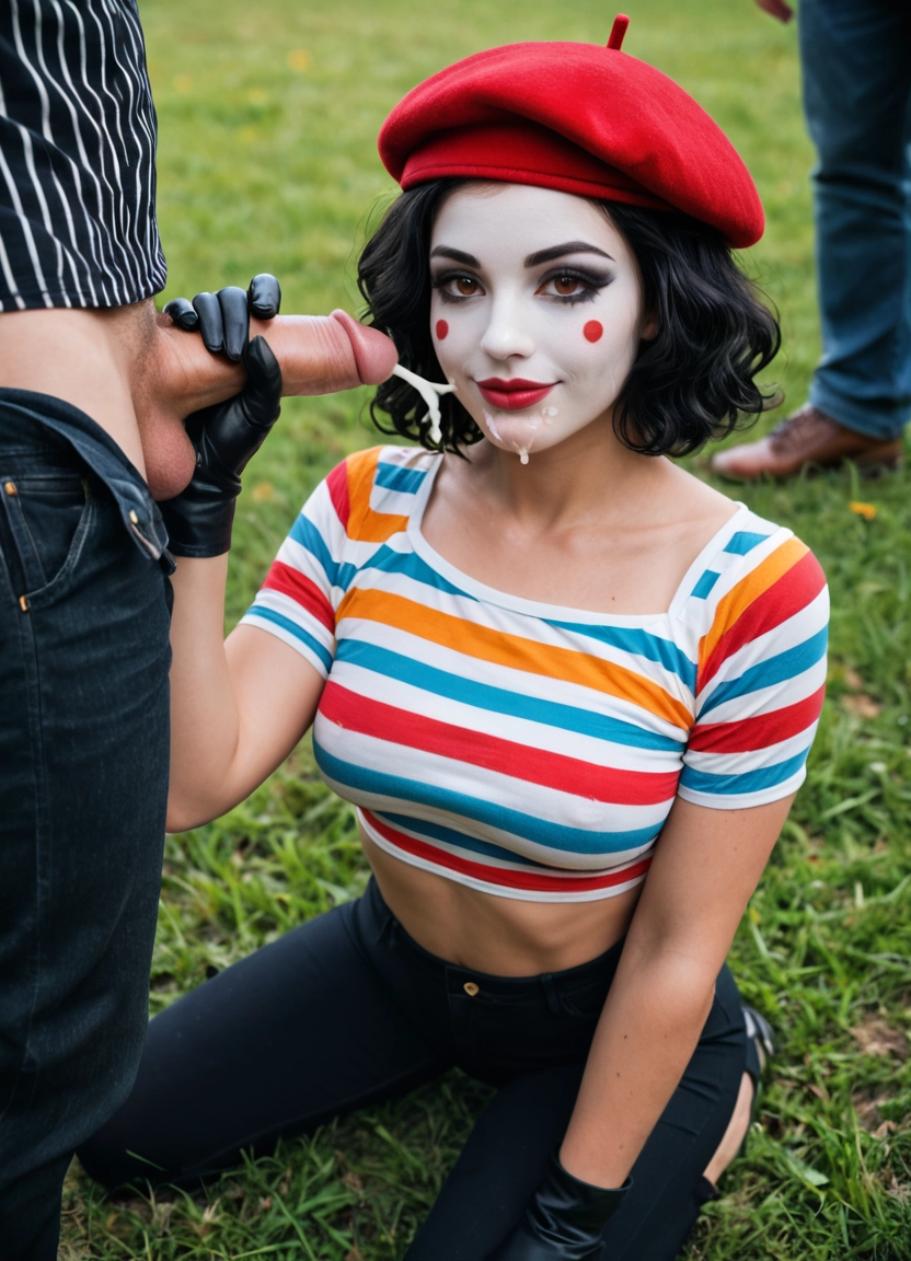 1girl, gloved handjob, shirt, striped shirt, gloves, hetero · Yamete.gg