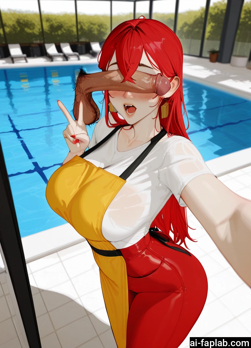 1girl, penis, breasts, red hair, hetero, v