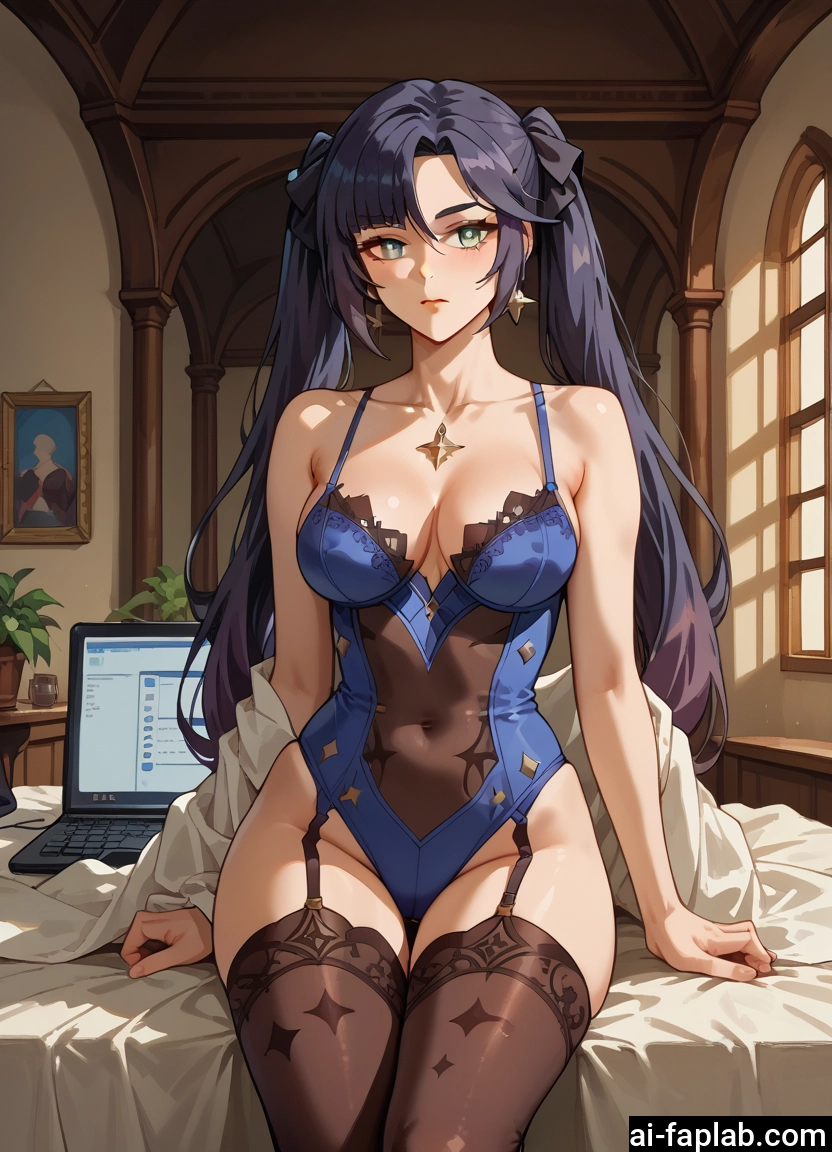 1girl, breasts, thighhighs, jewelry, earrings, solo · Yamete.gg