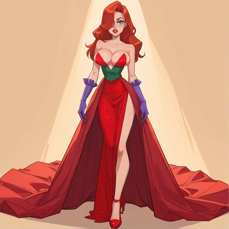 1girl, breasts, gloves, dress, green eyes, solo · Yamete.gg