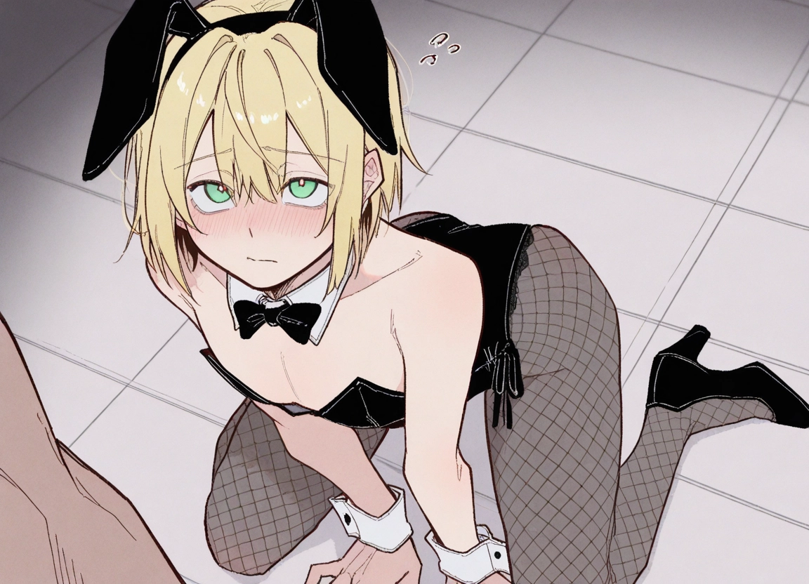 yaoi, animal ears, rabbit ears, blonde hair, playboy bunny, green eyes · Yamete.gg