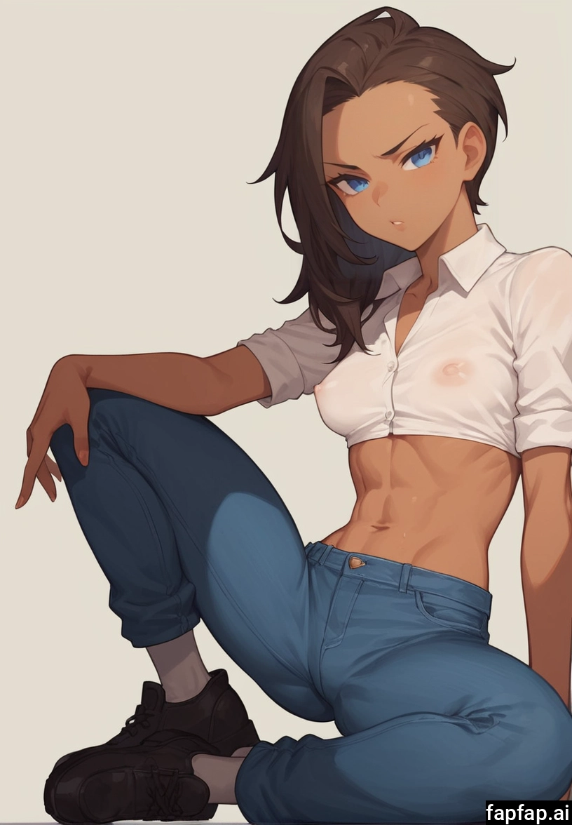 1girl, solo, breasts, shirt, pants, blue eyes