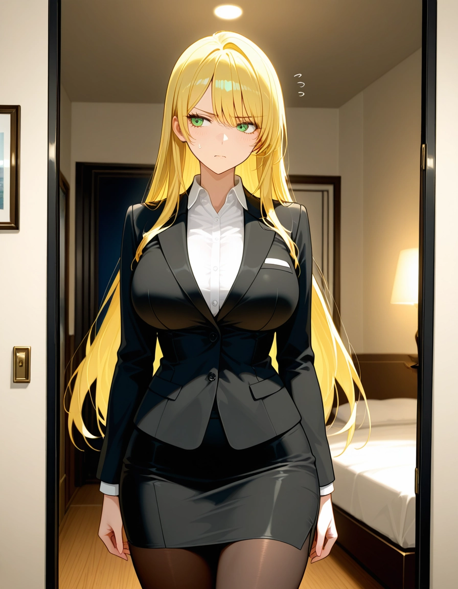 1girl, blonde hair, solo, long hair, breasts, skirt · Yamete.gg