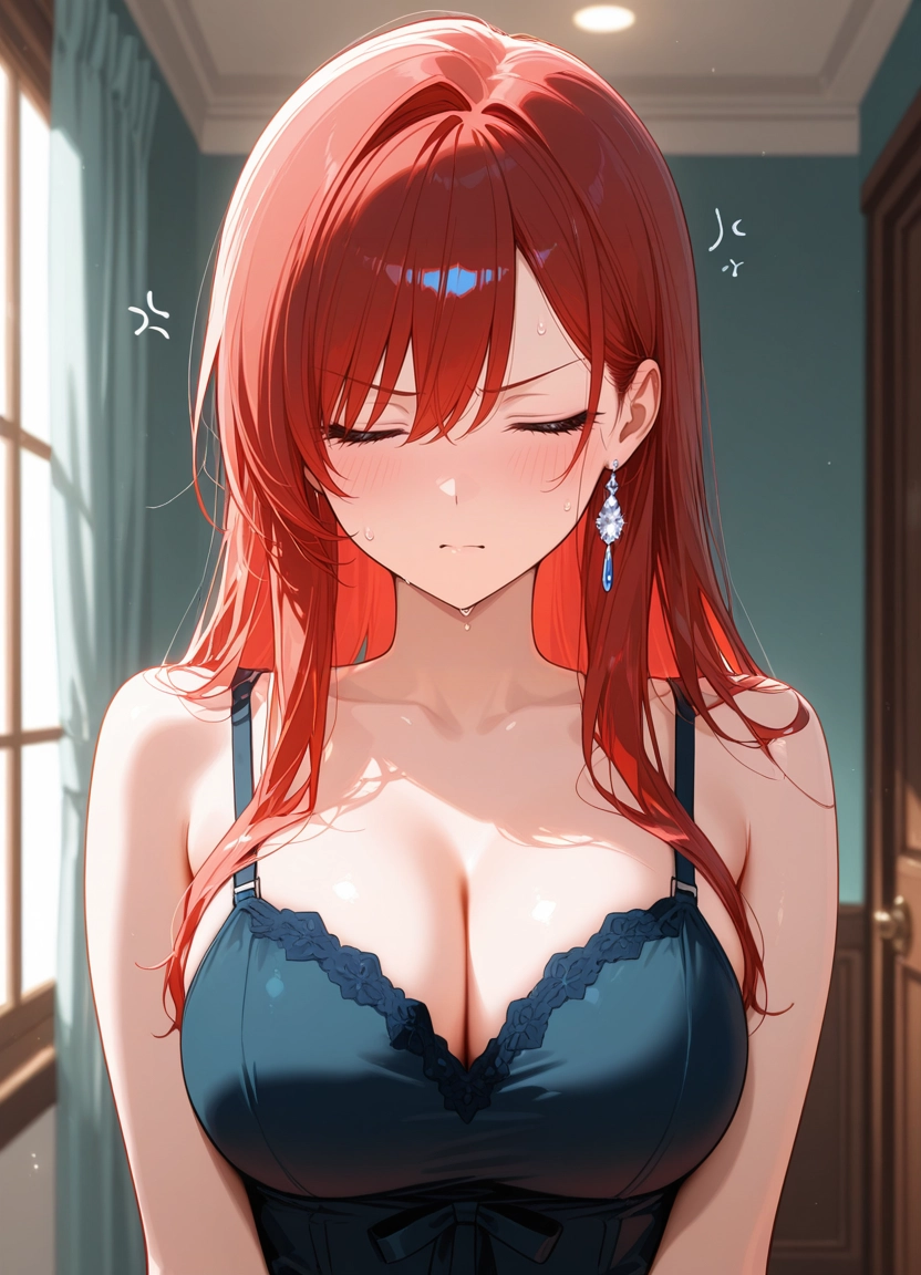 1girl, breasts, cleavage, red hair, large breasts, solo · Yamete.gg